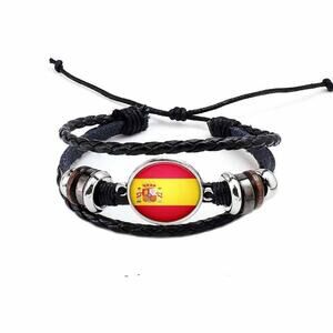 New Spain Leather Adjustable Bracelet, Soccer, World Cup